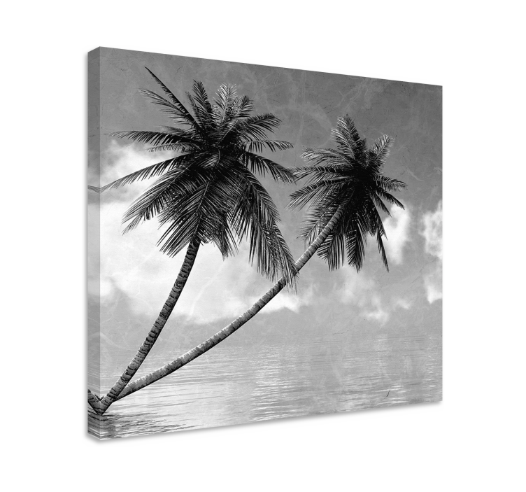 Træ lærredsbillede elegant palm silhouette - TenStickers