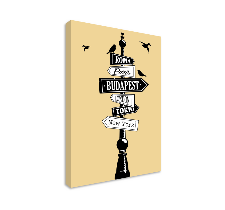 By lærredsbillede med byskilt - TenStickers