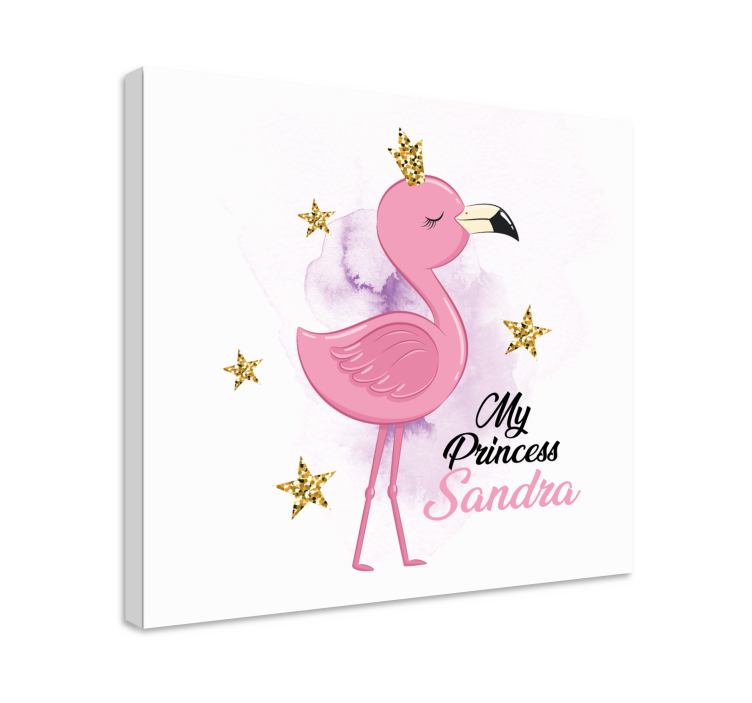 Sød flamingo prinsesse med navn lærred - TenStickers