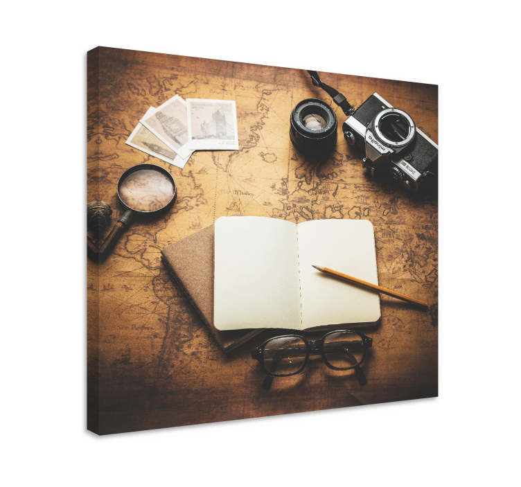 Frugt lærredsbillede vintage kamera essentials - TenStickers