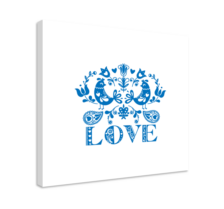 Træ lærredsbillede med fugle og blomsterdesign - TenStickers