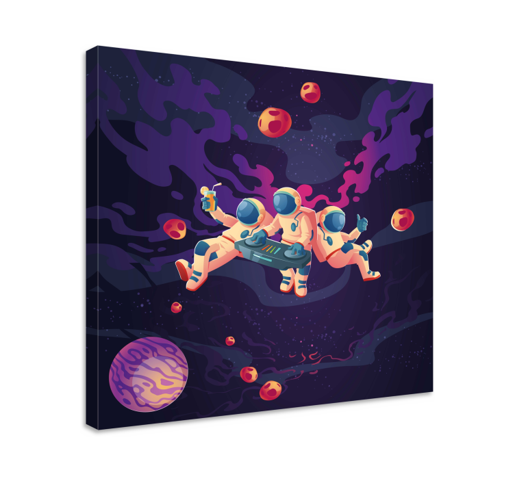 Videospil lærred print astronauter spiller sammen - TenStickers