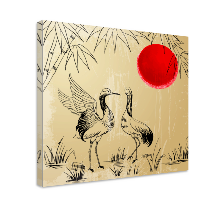 Kinesiske bjerge storke soveværelse vægtryk - TenStickers