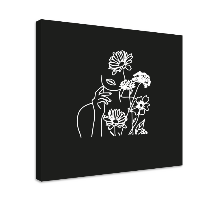 Blomster og planter lærredsbillede minimalistisk lineart - TenStickers