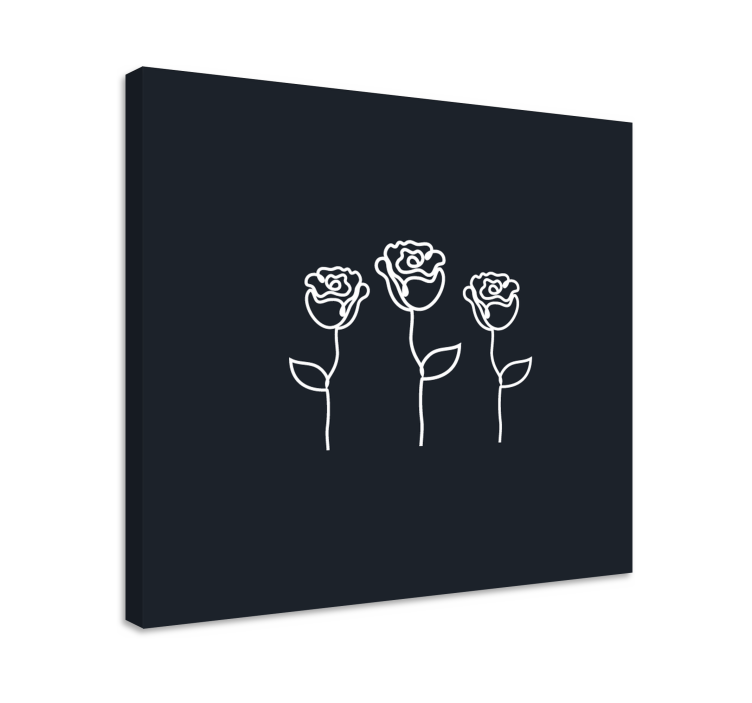 Minimalistisk rose illustration linje blomst lærred - TenStickers