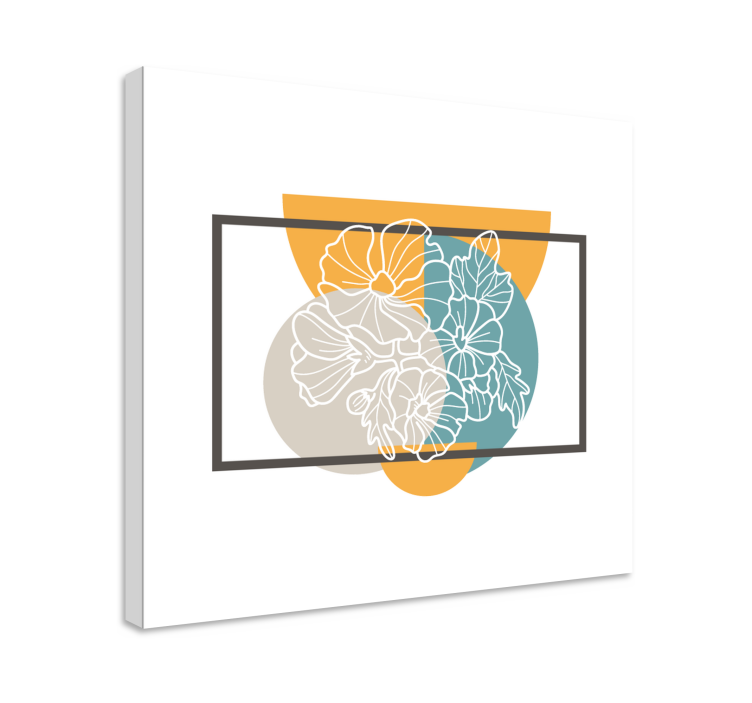 Minimalistisk rektangel og blomsterblomst lærred - TenStickers