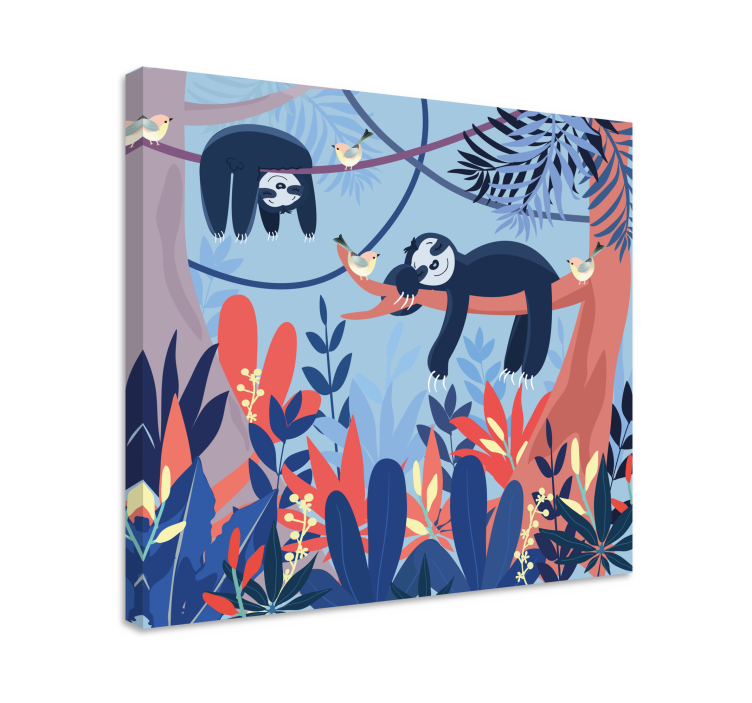 Sovende dyr i skovplanteskole lærred - TenStickers