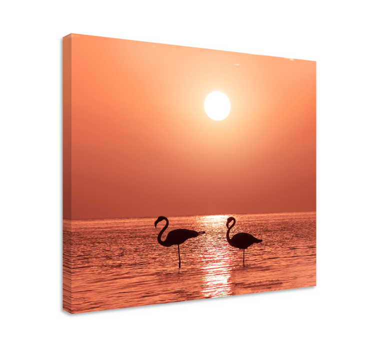 Dejlig flamingo med solnedgang lærred billeder kunst - TenStickers