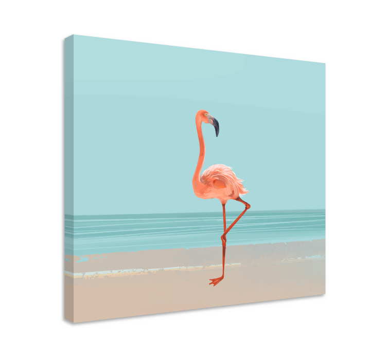Flamingo billede på sand lærred væg kunst - TenStickers