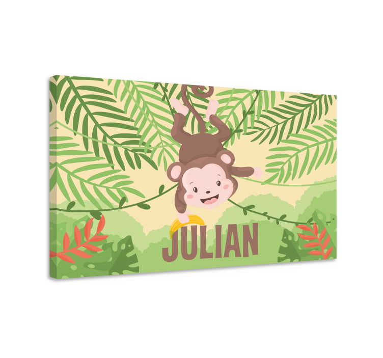 Dinosaur lærredsbillede med hængende abe sjov - TenStickers