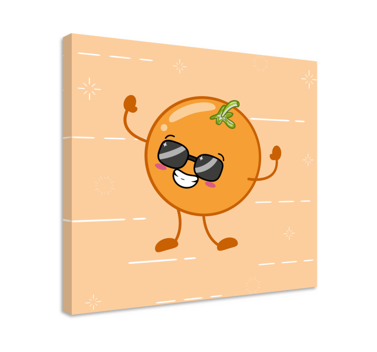 Frugt lærredsbillede glad orange figur - TenStickers