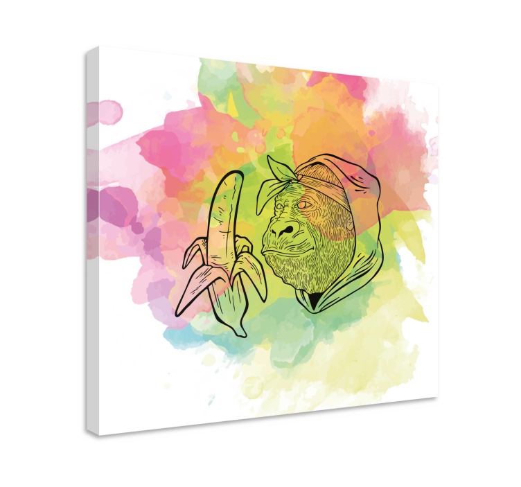 Alfabet lærredsbillede gorilla holder banan - TenStickers