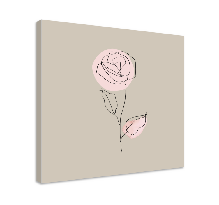 Blomster og planter lærredsbillede elegant linje rose - TenStickers