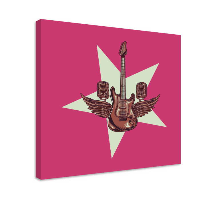 Musik lærredsbillede elektrisk guitar vinger - TenStickers