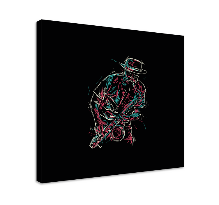 Abstrakt jazz saxofonspiller musik lærred - TenStickers