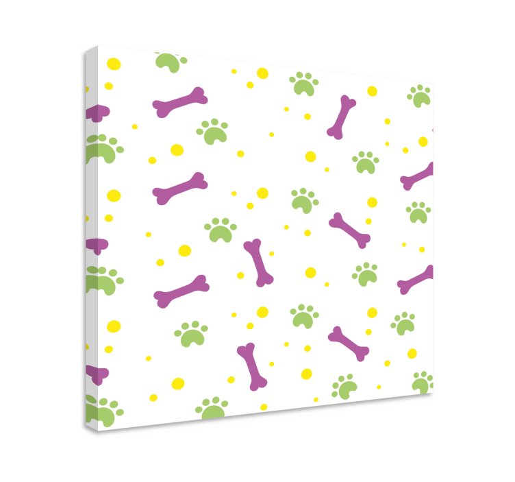 Farverige hundepoter og knogler hundelærredsprint - TenStickers