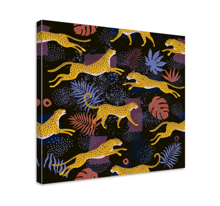 Hunde lærredsbillede springende gule hunde - TenStickers