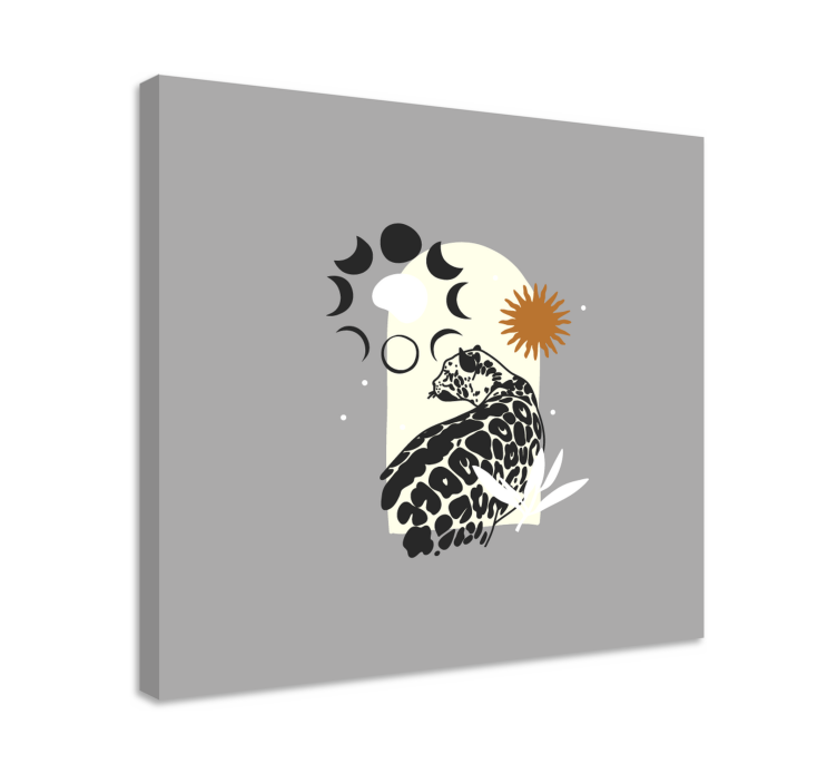 Elefant lærredsbillede med jaguar og himmelske elementer - TenStickers