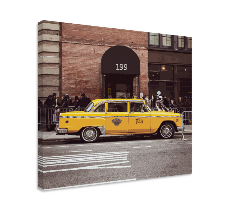 Yellow taxi cab by lærredsbillede - TenStickers