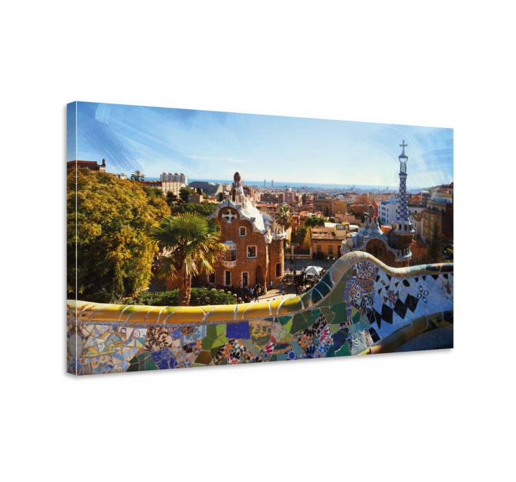 Barcelona mosaik udsigt by lærredsbillede - TenStickers