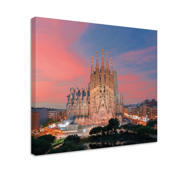 Udsigt til sagrada familia 3d lærredsprint - TenStickers