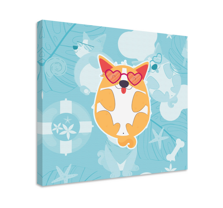 Hunde lærredsbillede afslappende corgi - TenStickers