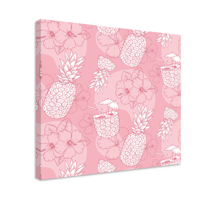 Blomster og planter lærredsbillede ananas hibiscus mønster - TenStickers
