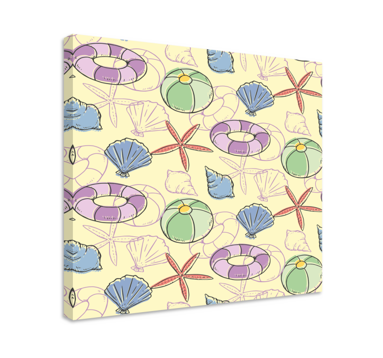 Marine lærredsbillede muslinger og redningskranse - TenStickers