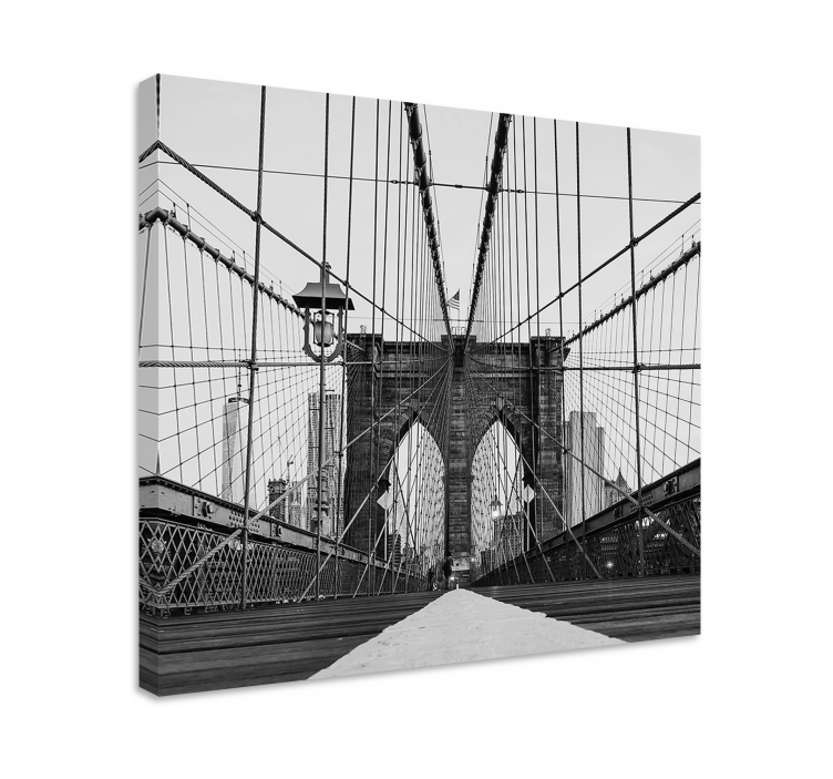 Sort og hvid brooklyn bridge 3d lærred print - TenStickers