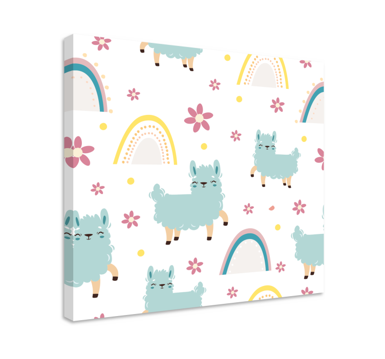 Dyre billeder på lærred llama og blomster - TenStickers