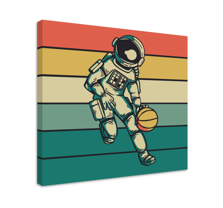 Sport lærredsbillede af kosmonaut der spiller basketball - TenStickers
