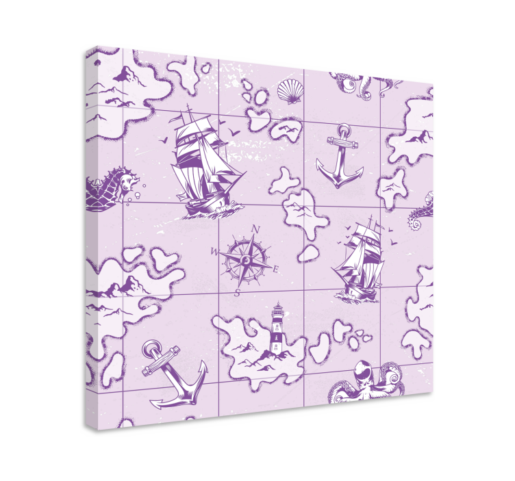Violet piratkort lærred kunsttryk - TenStickers