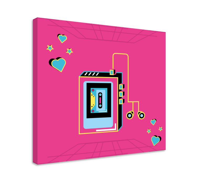 Musik lærredsbillede retro kassette kærlighed - TenStickers