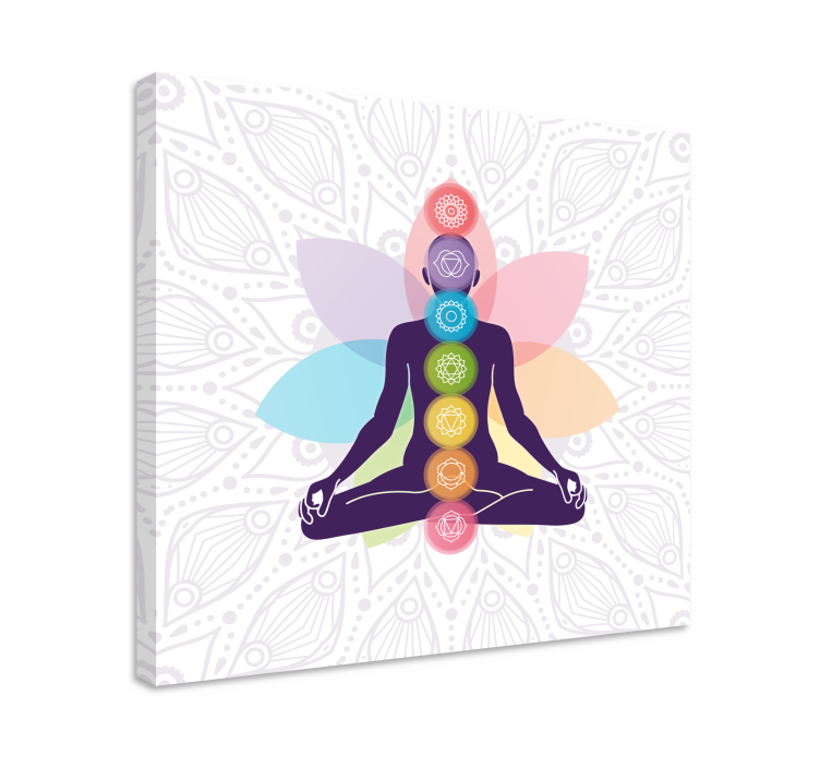 Buddha lærredsbillede meditation chakra silhuet - TenStickers