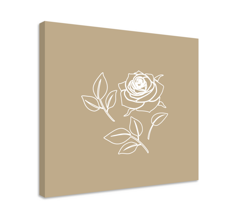 Detaljeret rose beige baggrund blomst lærred - TenStickers