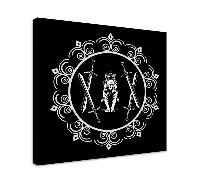 Træ lærredsbillede løve med sværd - TenStickers