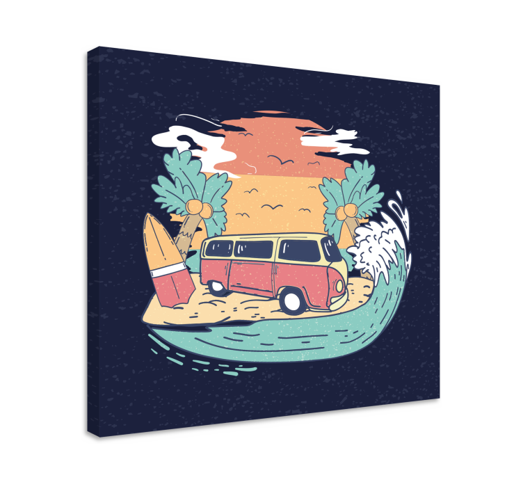 Surfing van scene by lærredsbillede - TenStickers