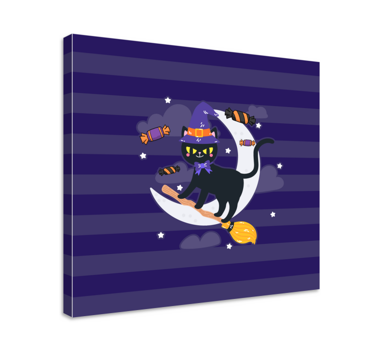 Katte lærredsbillede sort kat heks - TenStickers