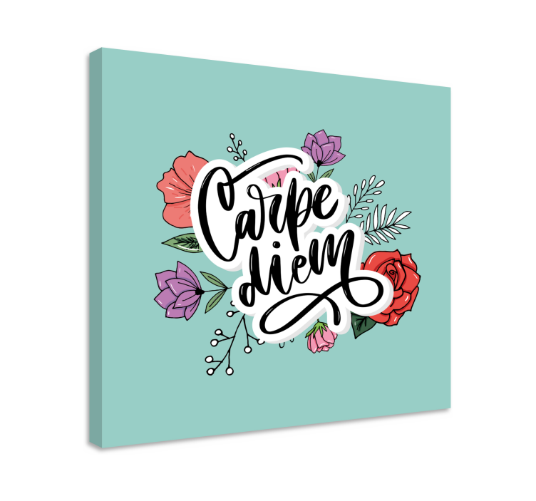 Citat lærredsbillede carpe diem blomster - TenStickers