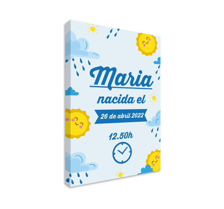 Solrig fødselsdag meddelelse baby lærredsbilleder - TenStickers