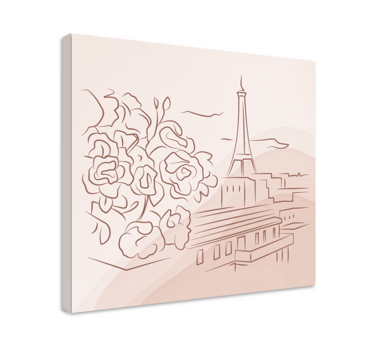 Parisisk blomsterlandskab by lærredsbillede - TenStickers