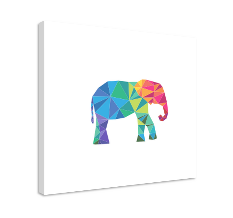 Elefant lærredsbillede farverig polygonal elefant - TenStickers