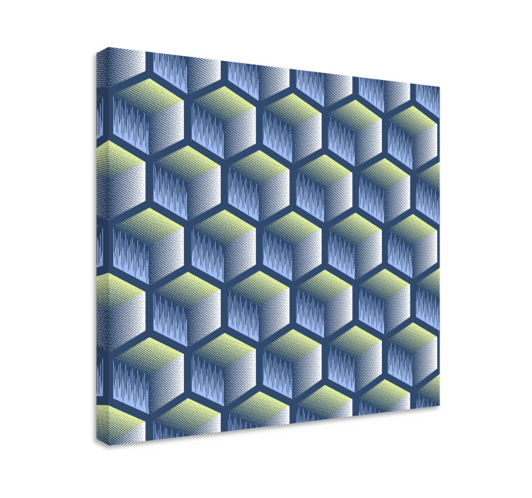 Geometrisk lærredsbillede hexagonal kube mønster - TenStickers