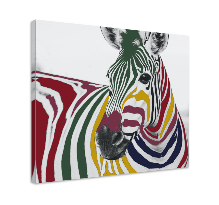 Farverig zebra maleri kunst moderne lærred - TenStickers