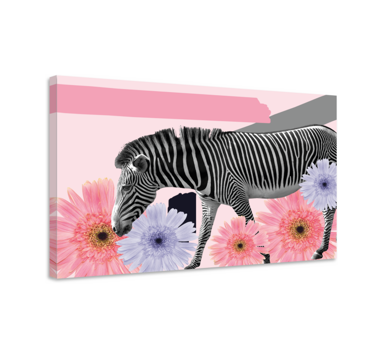 Zebra blandt blomster dyre billeder på lærred - TenStickers