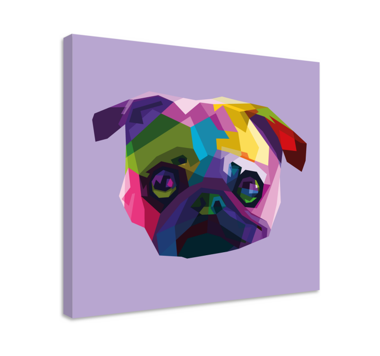 Geometrisk-dyr mops hund lærred print - TenStickers