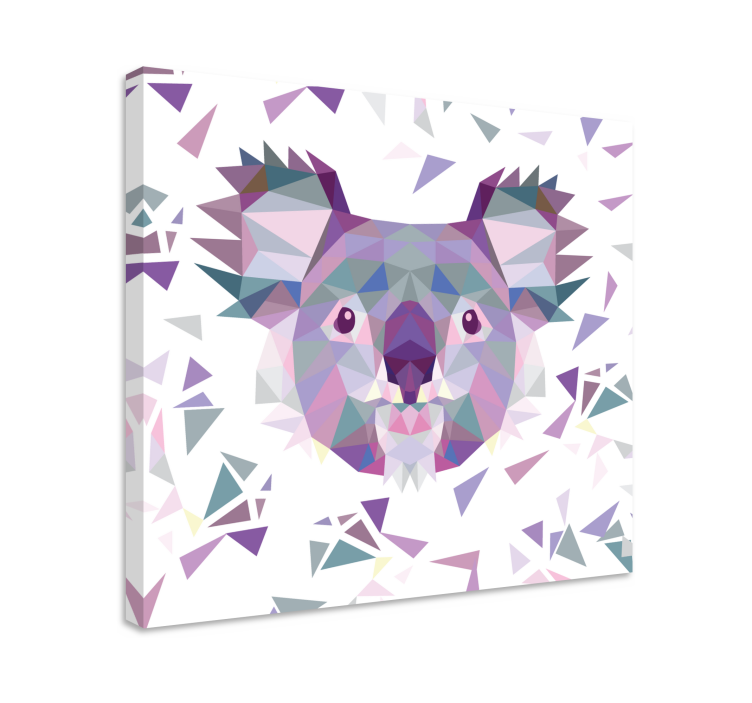 Heste lærredsbillede geometrisk koala ansigt - TenStickers