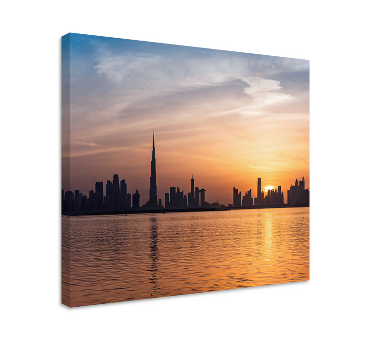 By lærredsbillede dubai skyline solnedgang - TenStickers
