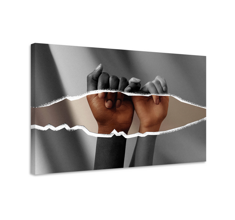 Mennesker og karakterer lærredsbillede hænder sammen - TenStickers