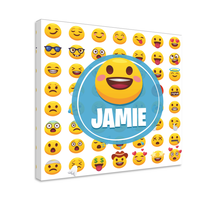 Emojis med navn personligt lærred - TenStickers
